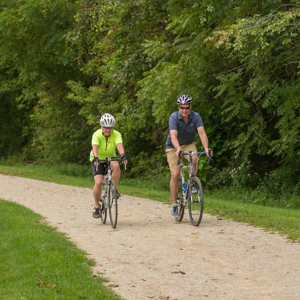 Riding the Galena River Trail is one of our favorite things to do in Galena year-round